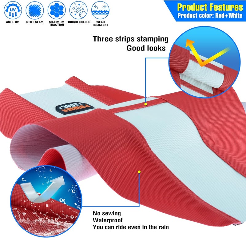 MCHMFG Universal Ribbed Dirt Bike Seat Cover - Gripper Soft Seat Cover for Most Dirt Pit Bike Motorcycle (Red-White) - Image 3